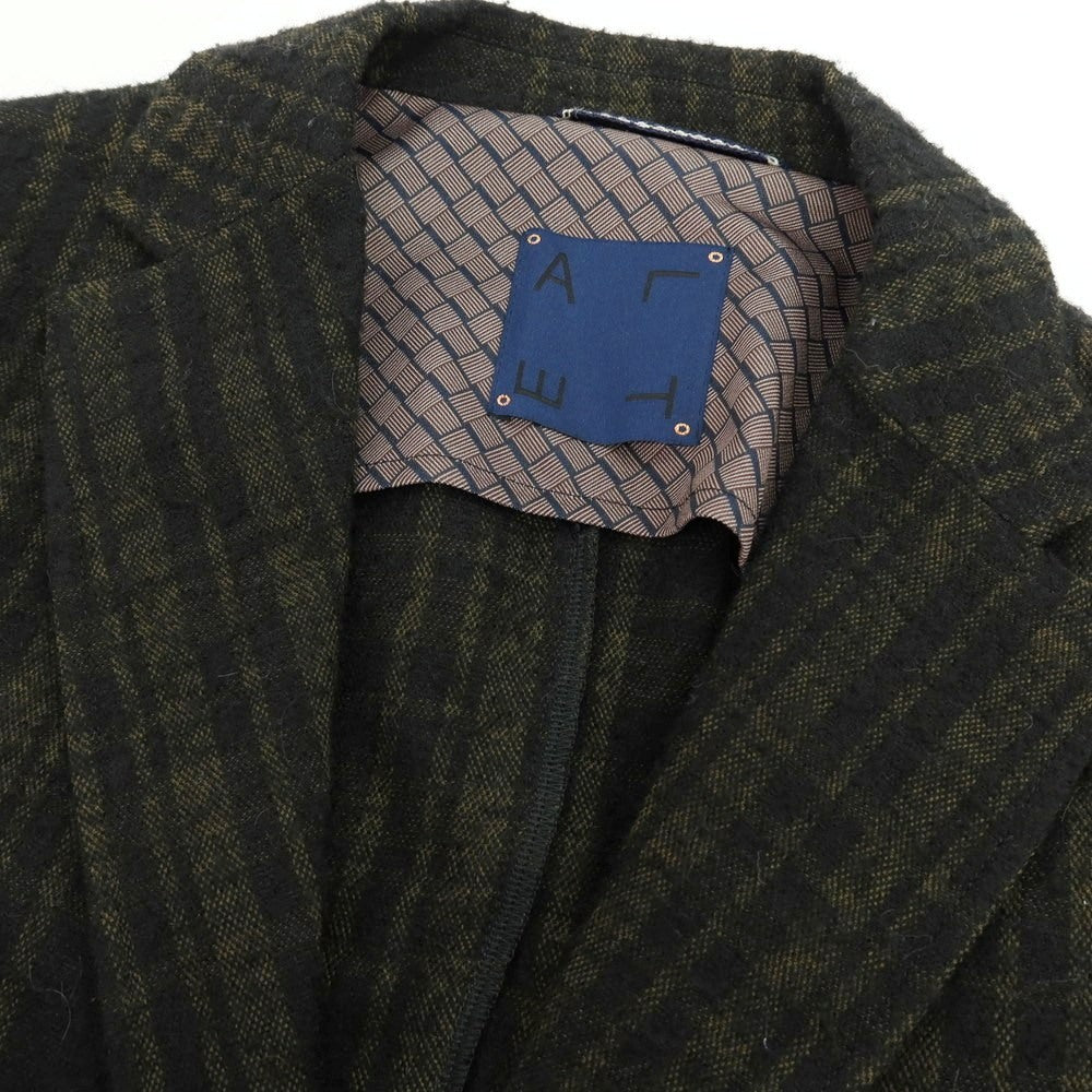 【中古】アルテア Altea COPPER ウール混レーヨンナイロン チェック 2B カジュアルジャケット オリーブxブラック【 M 】【 状態ランクC 】【 メンズ 】
