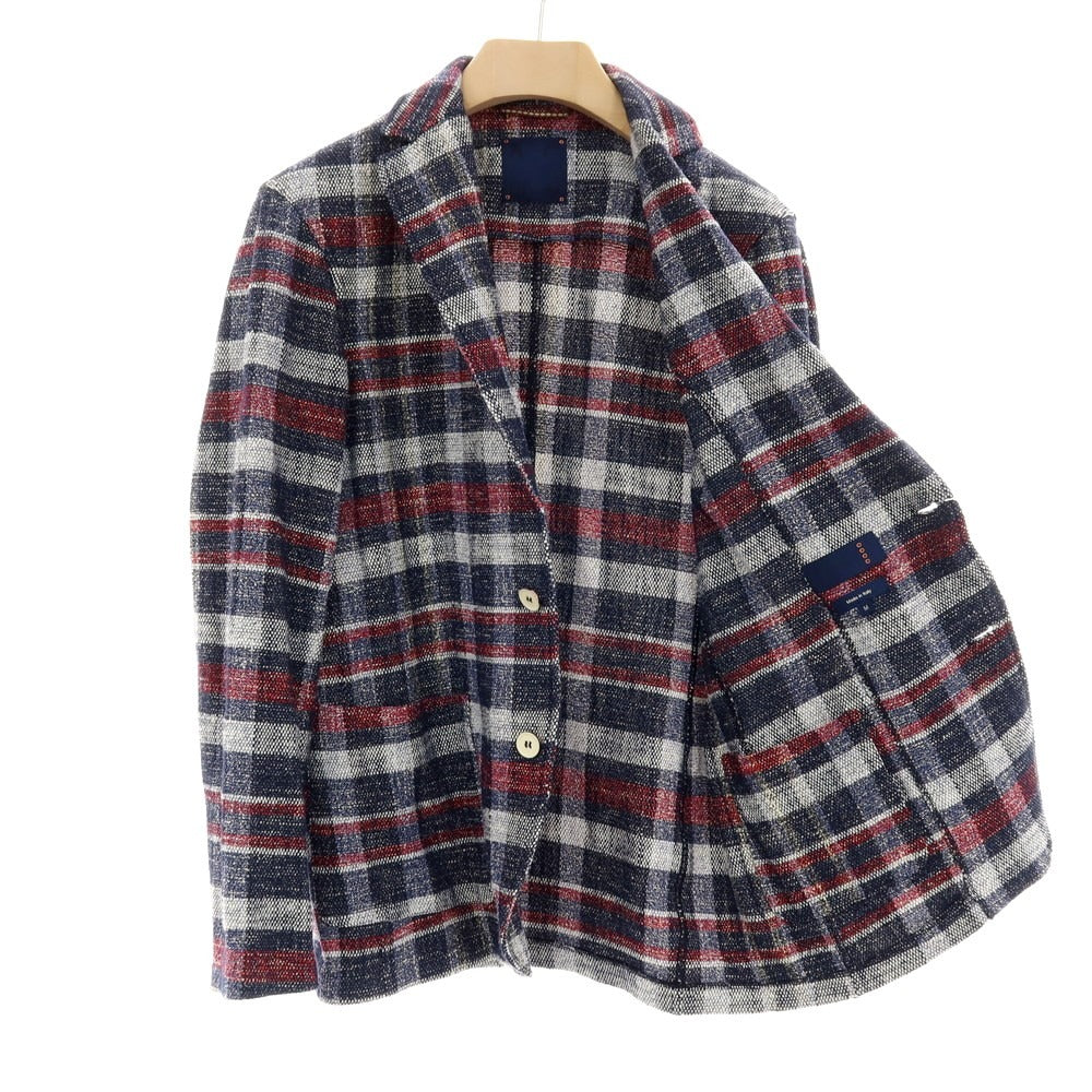 【中古】アルテア Altea COPPER ストレッチ コットンアクリルナイロン チェック 2B カジュアルジャケット ネイビーxレッド【サイズM】【 状態ランクB 】【 メンズ 】