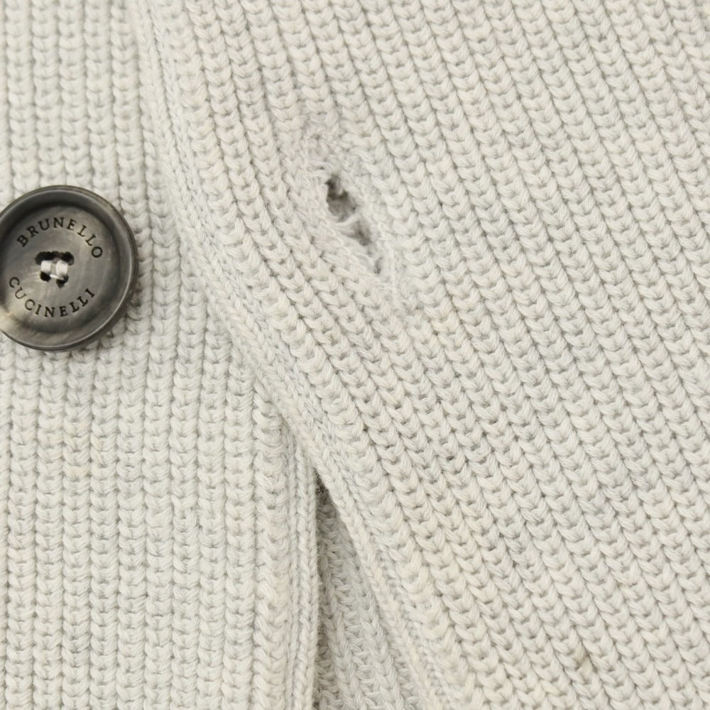【中古】ブルネロクチネリ Brunello Cucinelli コットン ショールカラー カーディガン ライトグレー【サイズ52】【 状態ランクC 】【 メンズ 】