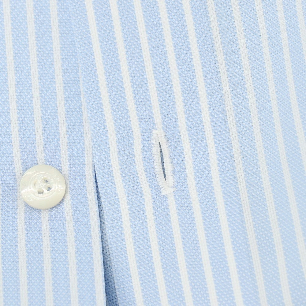 【中古】フィナモレ Finamore コットン ストライプ セミワイドカラー ドレスシャツ ブルーxホワイト【サイズ38】【 状態ランクC 】【 メンズ 】