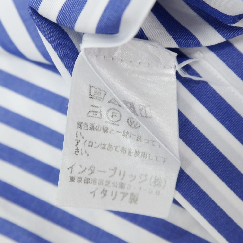 【中古】ボリエッロ BORRIELLO コットン ストライプ ワイドカラー ドレスシャツ ネイビーxホワイト【サイズ38】【 状態ランクC 】【 メンズ 】