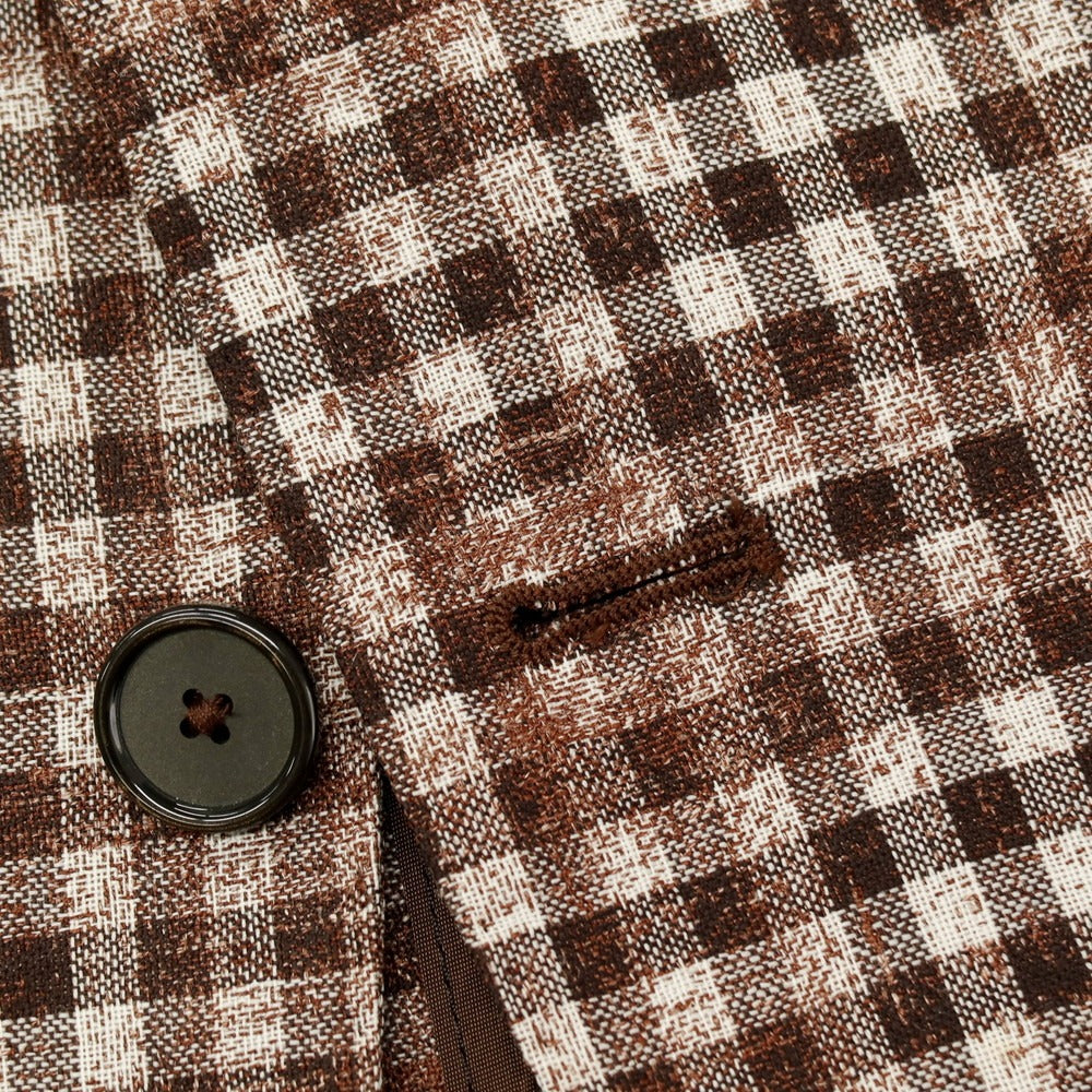 【中古】タリアトーレ TAGLIATORE ウールシルクリネン チェック カジュアルジャケット ブラウン【サイズ44】【 状態ランクC 】【 メンズ 】