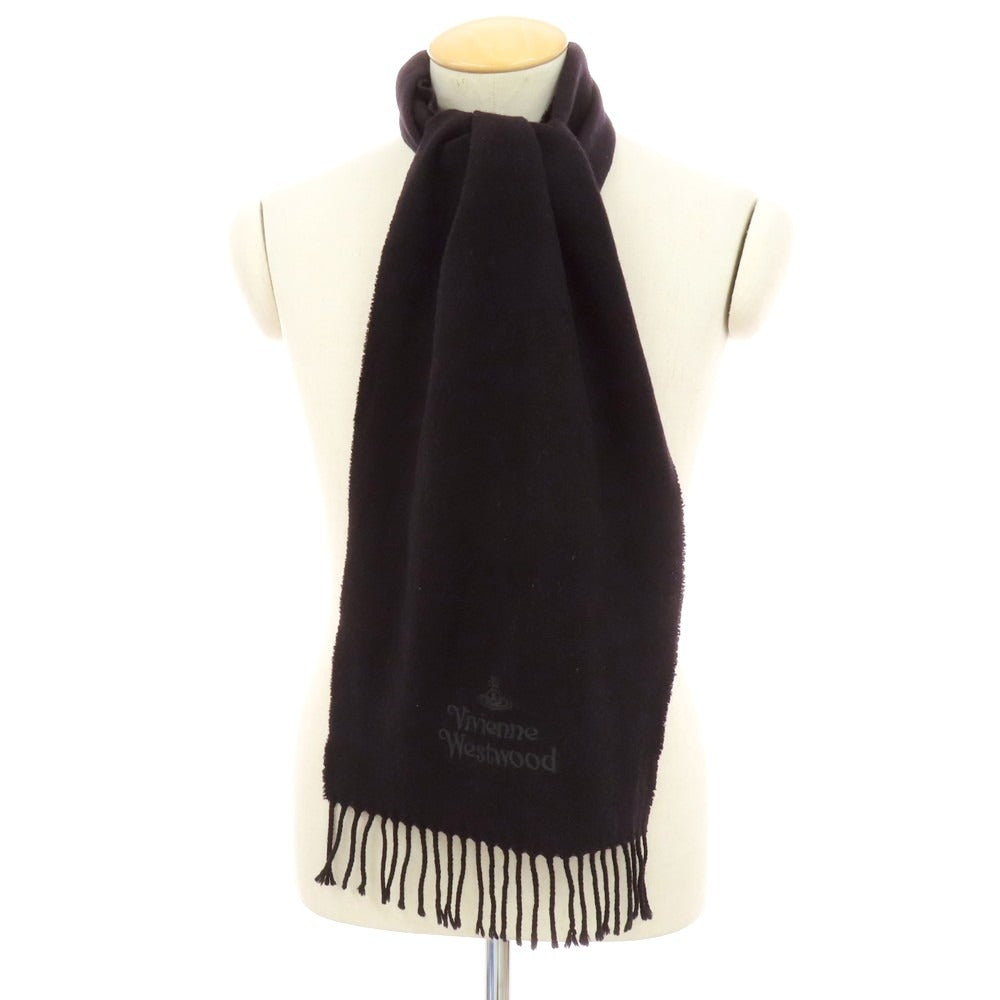 【中古】ヴィヴィアンウエストウッド Vivienne Westwood ウール マフラー ブラック【 状態ランクB 】【 ユニセックス 】