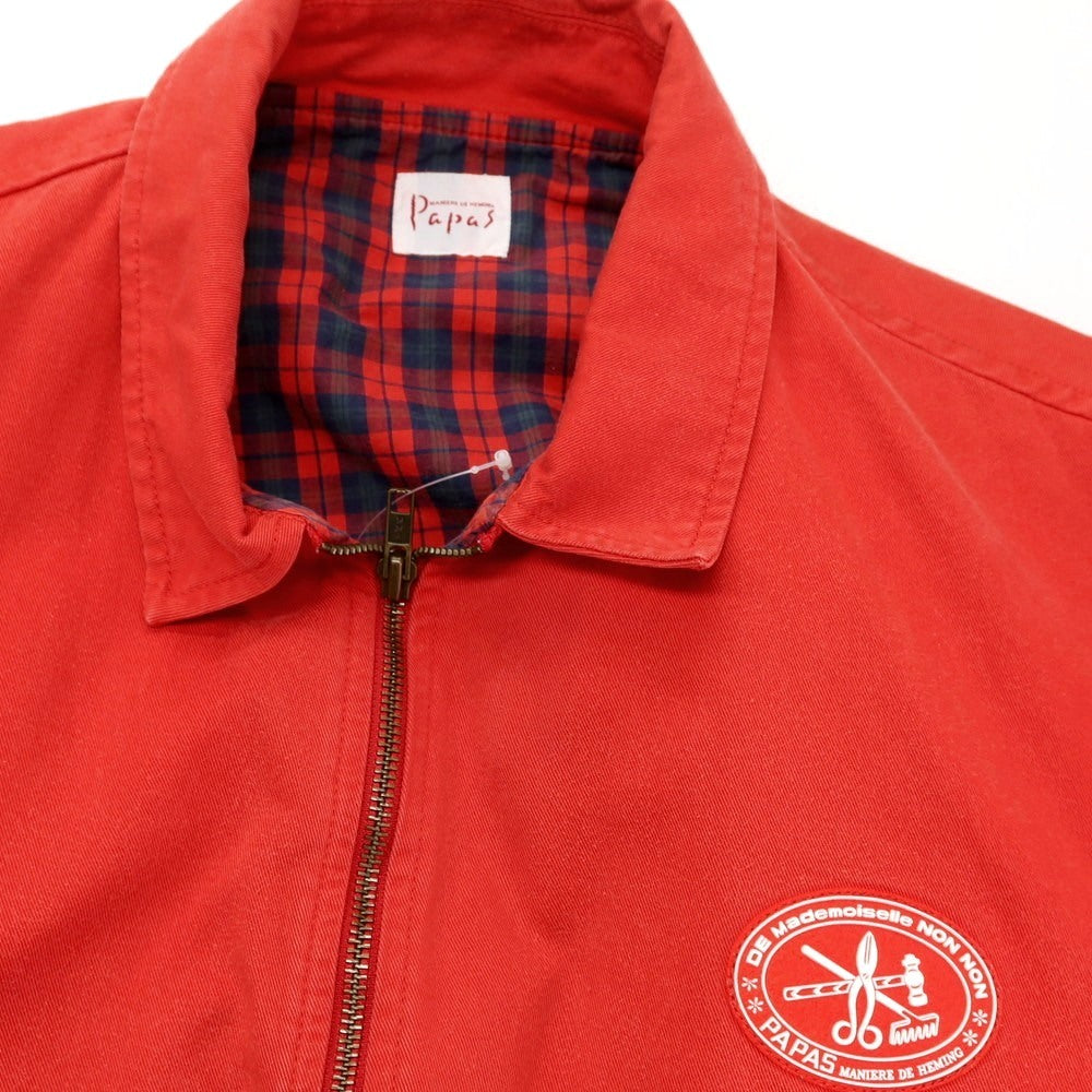 【中古】パパス PAPAS コットン ジップアップ スイングトップ レッド【サイズM】【 状態ランクC 】【 メンズ 】