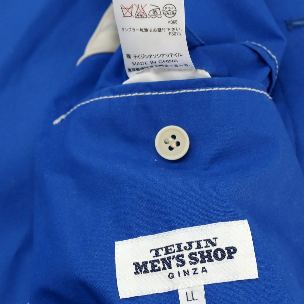 【中古】テイジンメンズショップ TEIJIN MENS SHOP ポリエステルコットン ステンカラーコート ブルー【サイズLL】【 状態ランクC 】【 メンズ 】