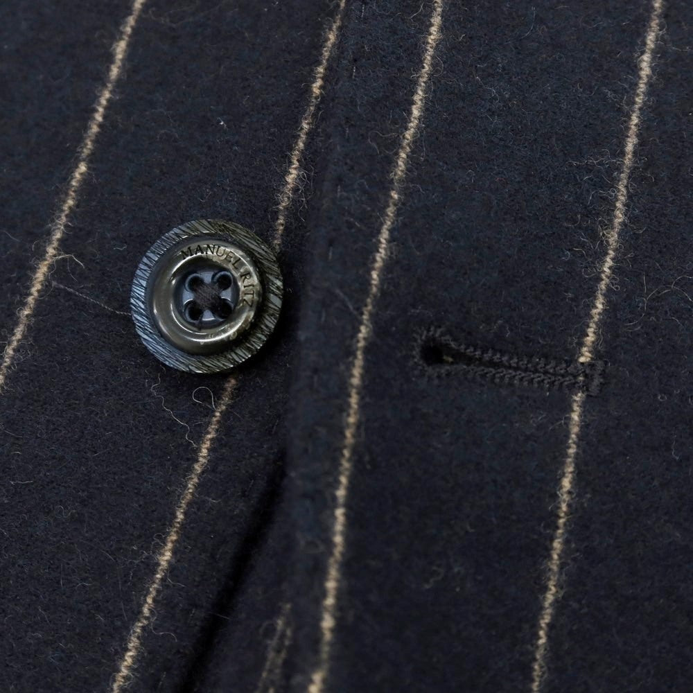 【中古】マニュエル リッツ MANUEL RITZ ウールナイロン ストライプ 3B テーラードジャケット ダークネイビーxベージュ【 56 】【 状態ランクB 】【 メンズ 】