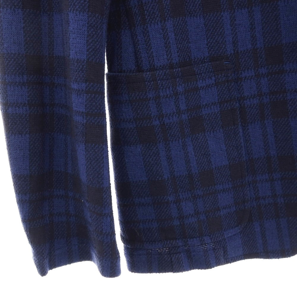 【中古】トゥモローランド TOMORROWLAND コットンナイロン ジャージー チェック 3B カジュアルジャケット ライトネイビー【サイズM】【 状態ランクC 】【 メンズ 】