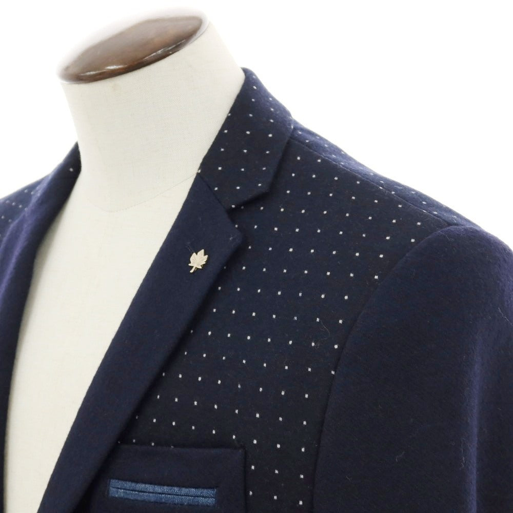 【中古】ボリーニ Bollini ウールポリエステル 1つボタン テーラードジャケット ダークネイビー【 50 】【 状態ランクB 】【 メンズ 】