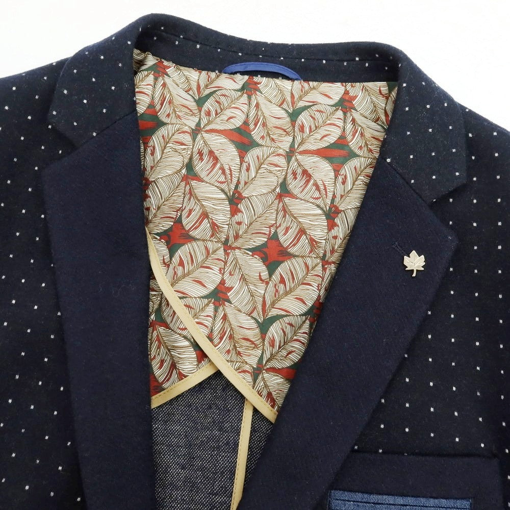 【中古】ボリーニ Bollini ウールポリエステル 1つボタン テーラードジャケット ダークネイビー【 50 】【 状態ランクB 】【 メンズ 】