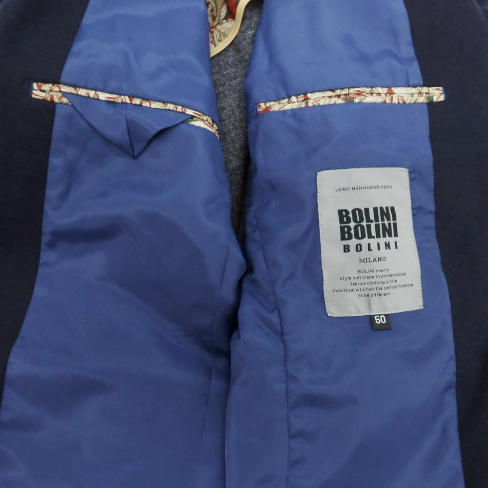 【中古】ボリーニ Bollini ウールポリエステル 1つボタン テーラードジャケット ダークネイビー【 50 】【 状態ランクB 】【 メンズ 】