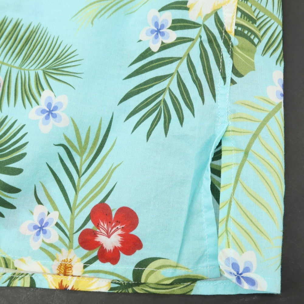 【中古】アルテア Altea コットン ボタニカル柄 プリント オープンカラー 半袖アロハシャツ ライトブルー【サイズM】【 状態ランクB 】【 メンズ 】