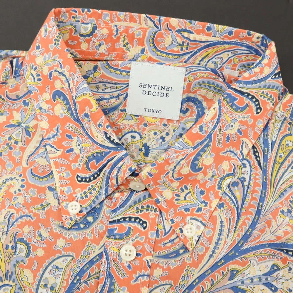 【中古】センティネル ディサイド SENTINEL DECIDE コットン ペイズリー プリント ボタンダウン 半袖シャツ オレンジ【サイズ50】【 状態ランクB 】【 メンズ 】