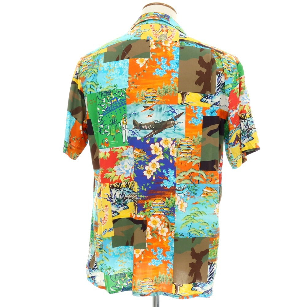 【中古】【未使用】ポロ ラルフローレン Polo Ralph Lauren レーヨン 総柄 プリント オープンカラー 半袖アロハシャツ マルチカラー【サイズM】【 状態ランクS 】【 メンズ 】