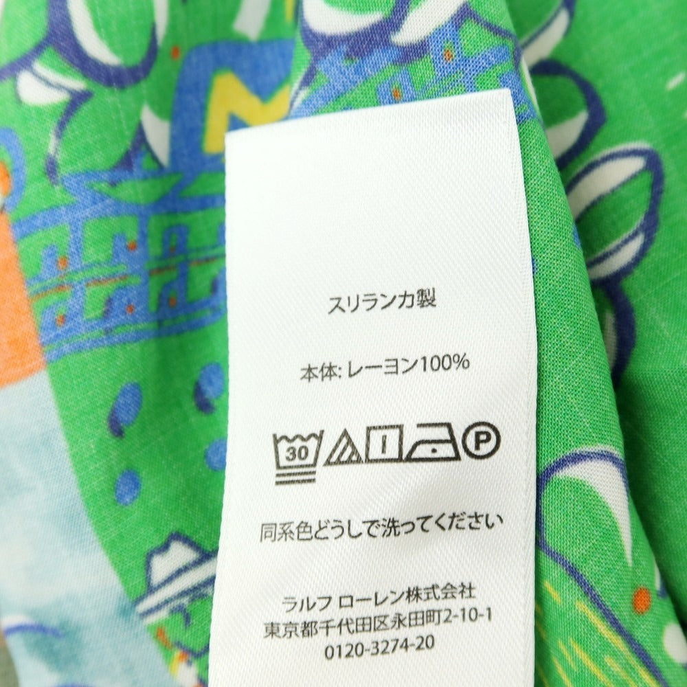 【中古】【未使用】ポロ ラルフローレン Polo Ralph Lauren レーヨン 総柄 プリント オープンカラー 半袖アロハシャツ マルチカラー【サイズM】【 状態ランクS 】【 メンズ 】