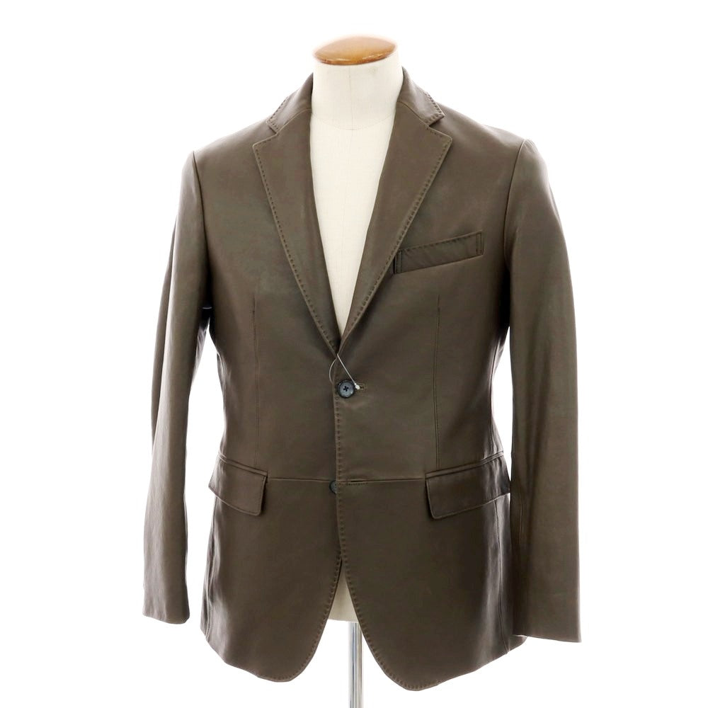 【中古】【未使用】ジョセフアブード JOSEPH ABBOUD シープレザー 2B カジュアルジャケット カーキブラウン【 M 】【 状態ランクS 】【 メンズ 】
