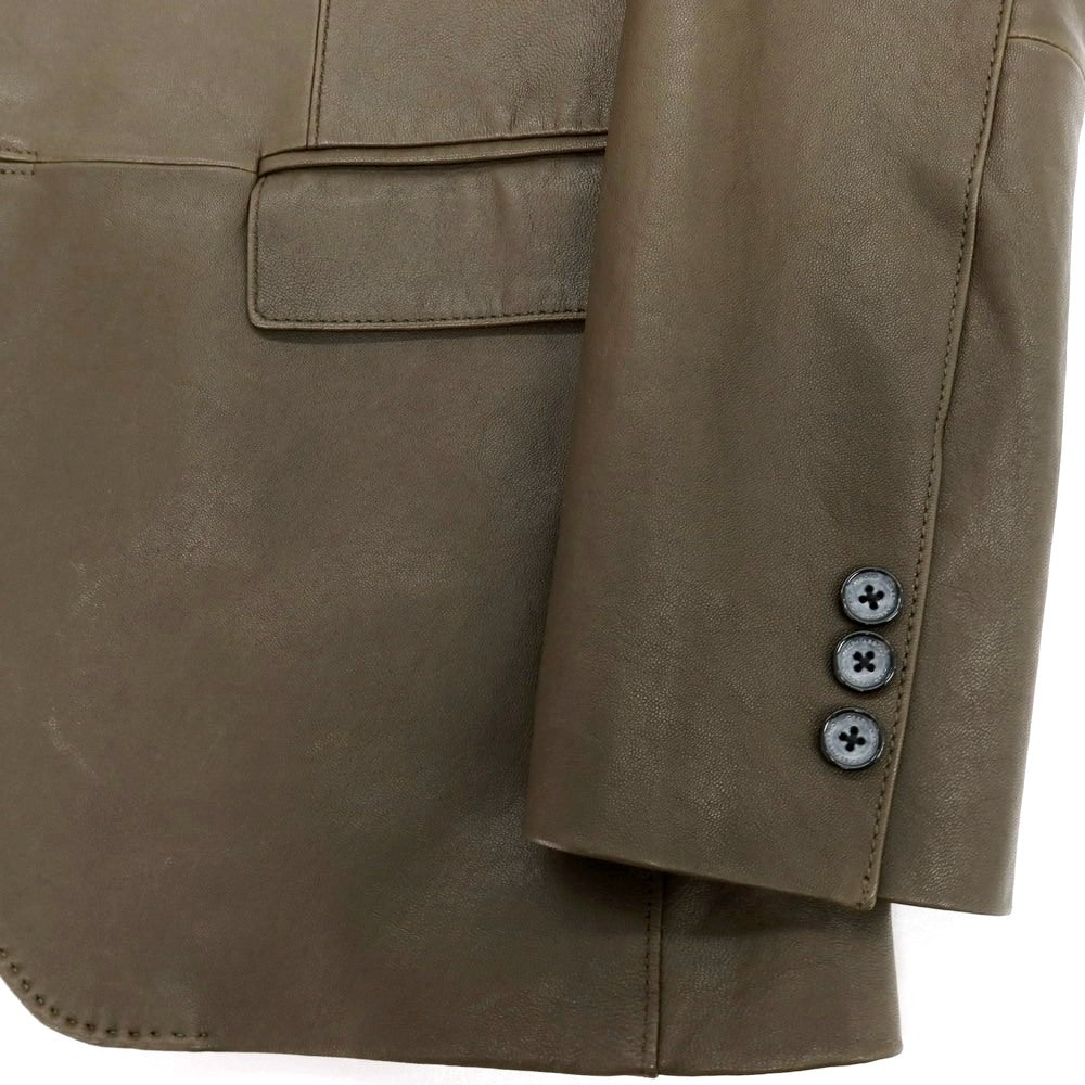 【中古】【未使用】ジョセフアブード JOSEPH ABBOUD シープレザー 2B カジュアルジャケット カーキブラウン【 M 】【 状態ランクS 】【 メンズ 】