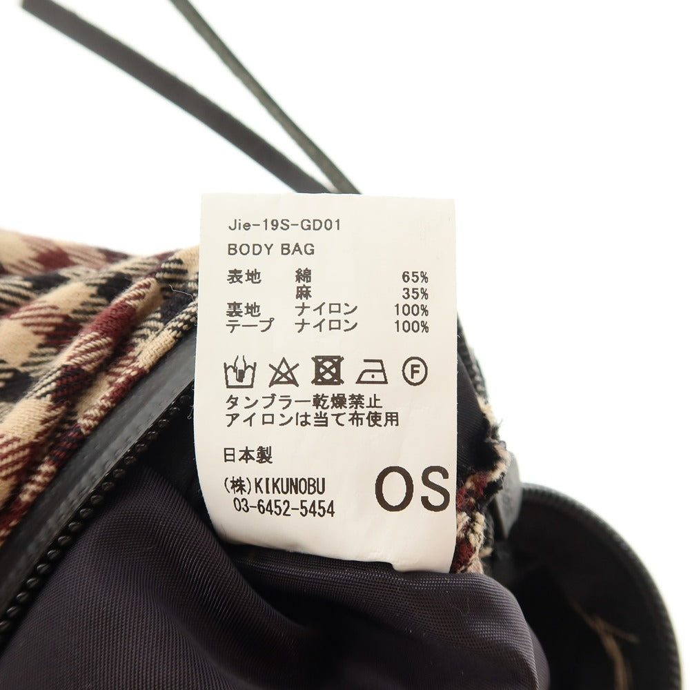 【中古】ジエダ Jieda Jie-19S-GD01 コットン リネン ボディバッグ ベージュxブラウン【 状態ランクB 】【 メンズ 】