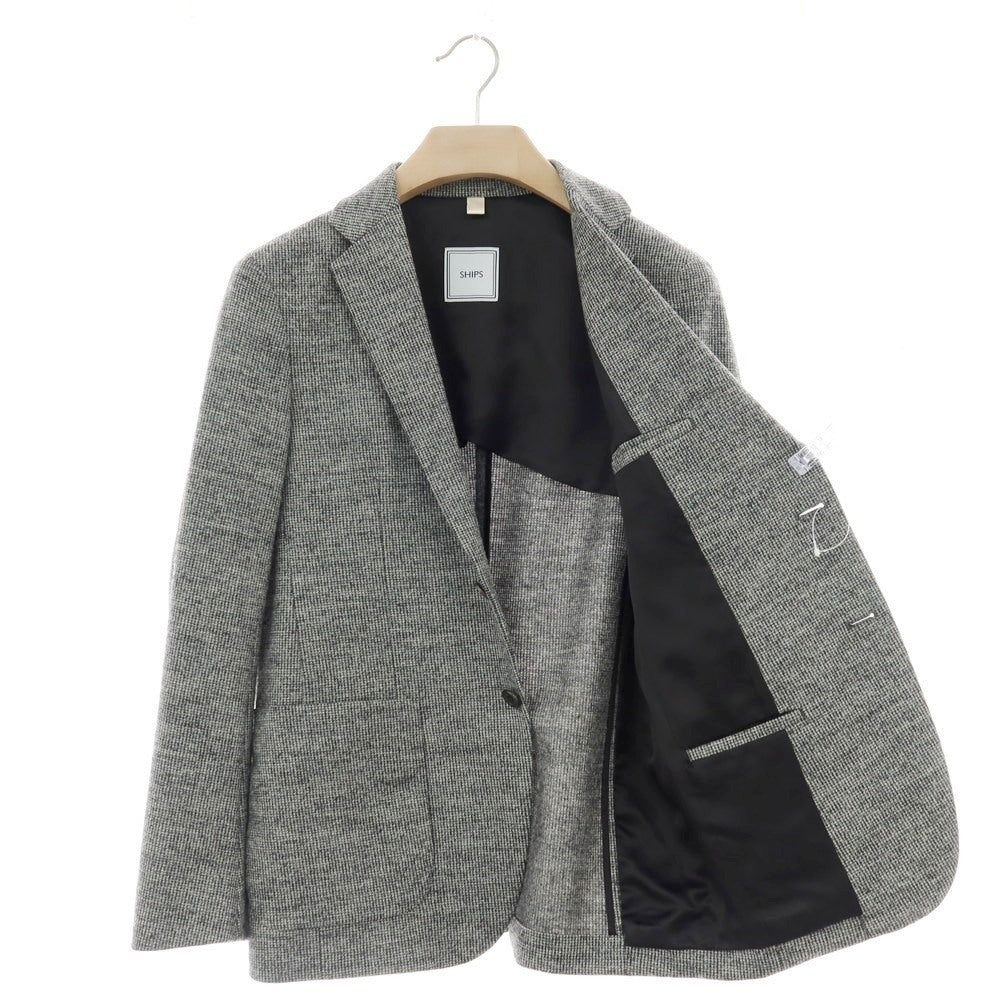 【中古】シップス SHIPS ウールナイロン ハウンドトゥース 2B テーラードジャケット ブラックxホワイト【 S 】【 状態ランクB 】【 メンズ 】