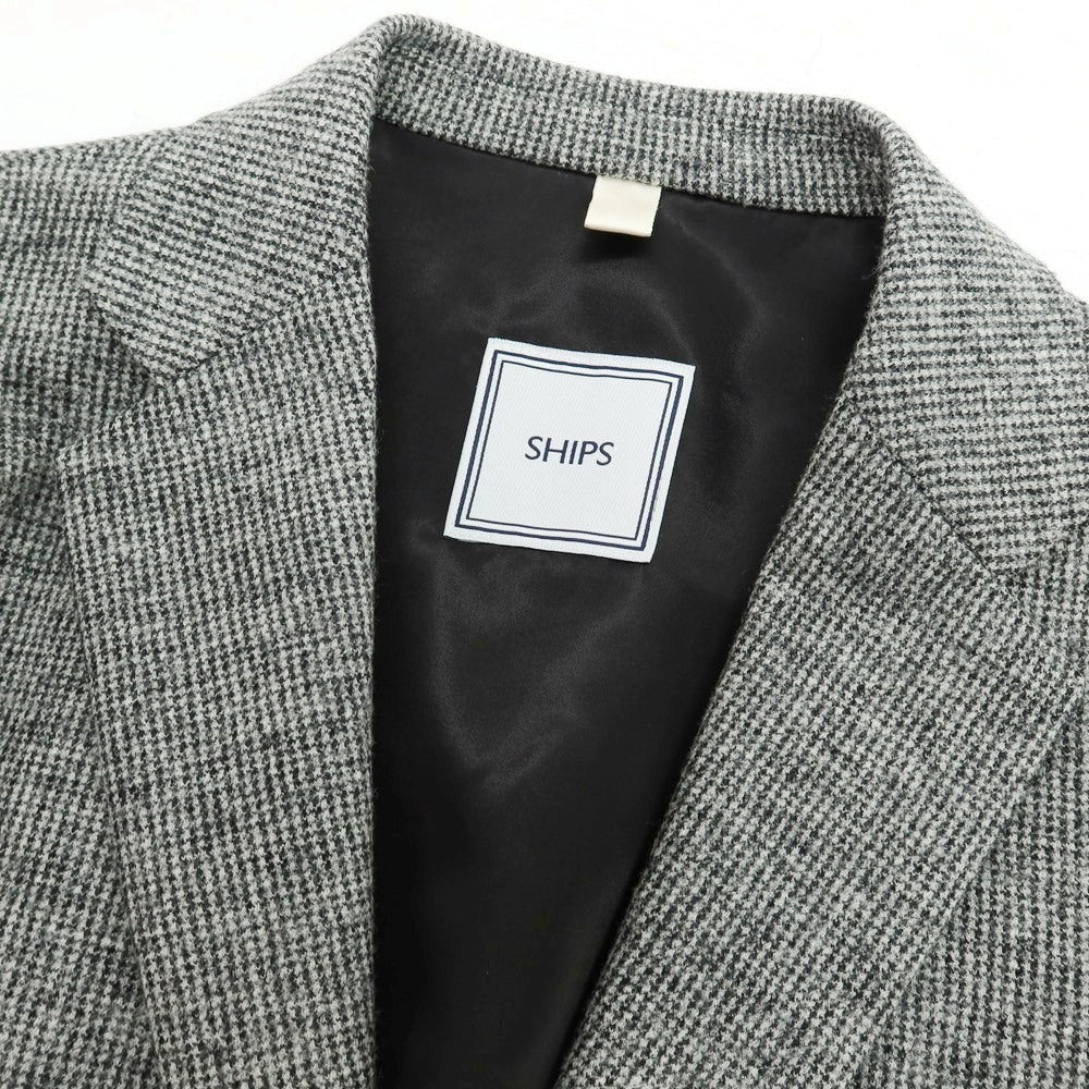 【中古】シップス SHIPS ウールナイロン ハウンドトゥース 2B テーラードジャケット ブラックxホワイト【 S 】【 状態ランクB 】【 メンズ 】