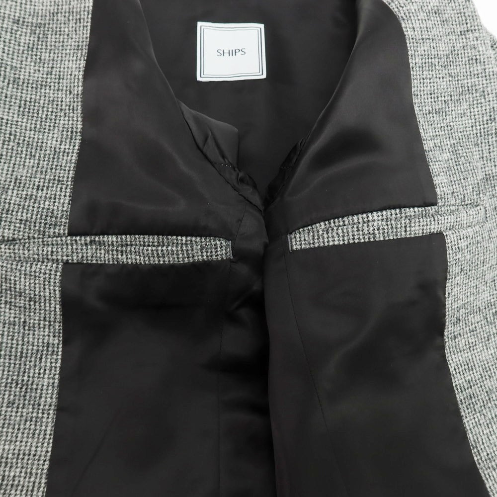 【中古】シップス SHIPS ウールナイロン ハウンドトゥース 2B テーラードジャケット ブラックxホワイト【 S 】【 状態ランクB 】【 メンズ 】