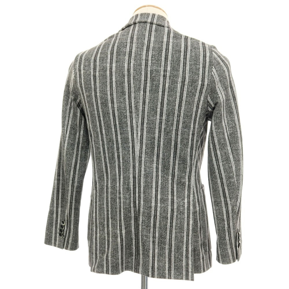 【中古】チルコロ1901 CIRCOLO 1901 コットン ジャージー ストライプ プリント 2B カジュアルジャケット グレーxホワイト【サイズ42】【 状態ランクB 】【 メンズ 】