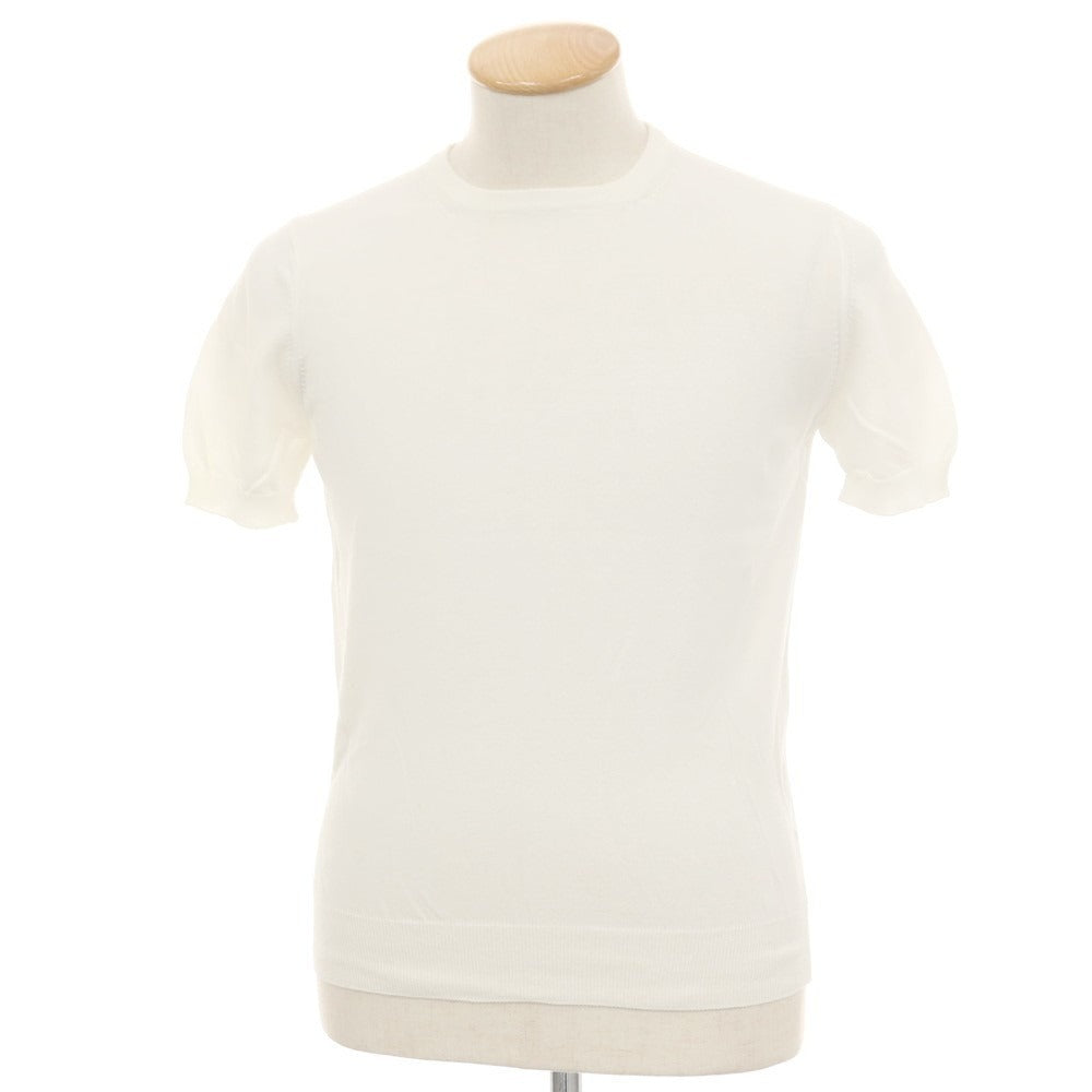 【中古】グランサッソ GRAN SASSO ハイゲージ フレッシュコットン クルーネック 半袖 プルオーバーニット ホワイト【サイズ44】【 状態ランクB 】【 メンズ 】