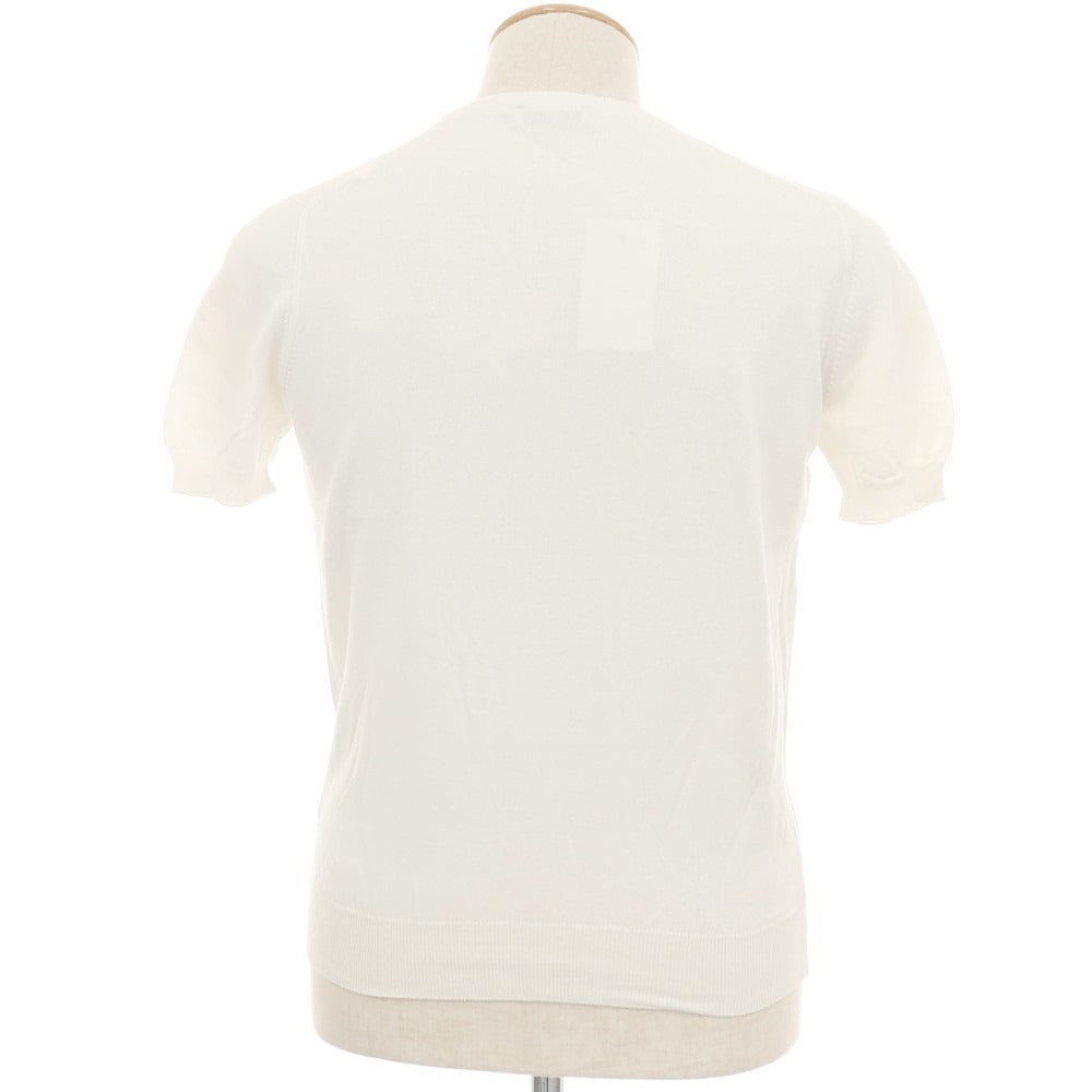 【中古】グランサッソ GRAN SASSO ハイゲージ フレッシュコットン クルーネック 半袖 プルオーバーニット ホワイト【サイズ44】【 状態ランクB 】【 メンズ 】