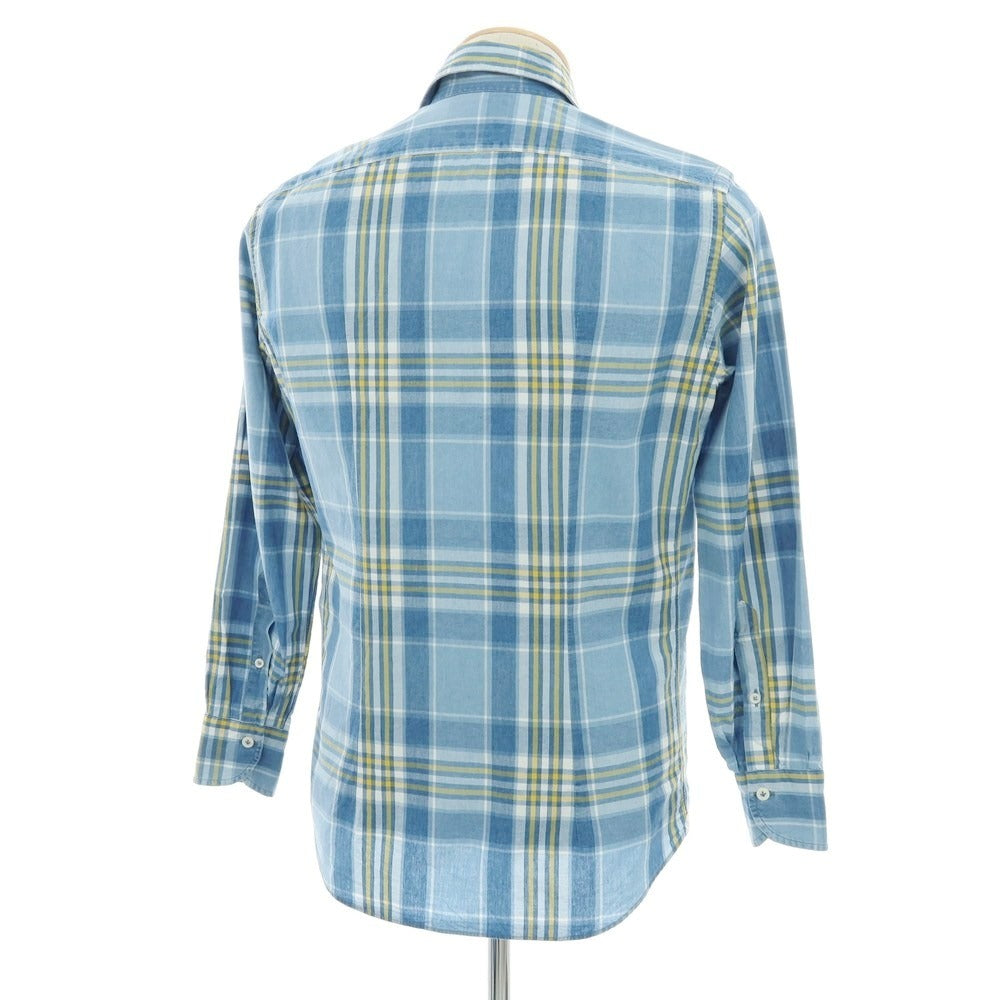 【中古】ジャンネット giannetto コットン チェック カジュアルシャツ ブルーxイエロー【 XS 】【 状態ランクC 】【 メンズ 】