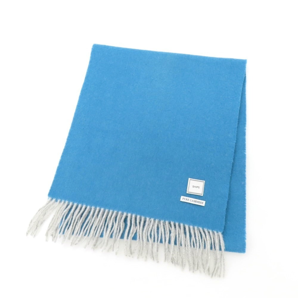 【中古】シップス SHIPS カシミヤ マフラー ライトブルー【 状態ランクB 】【 メンズ 】
