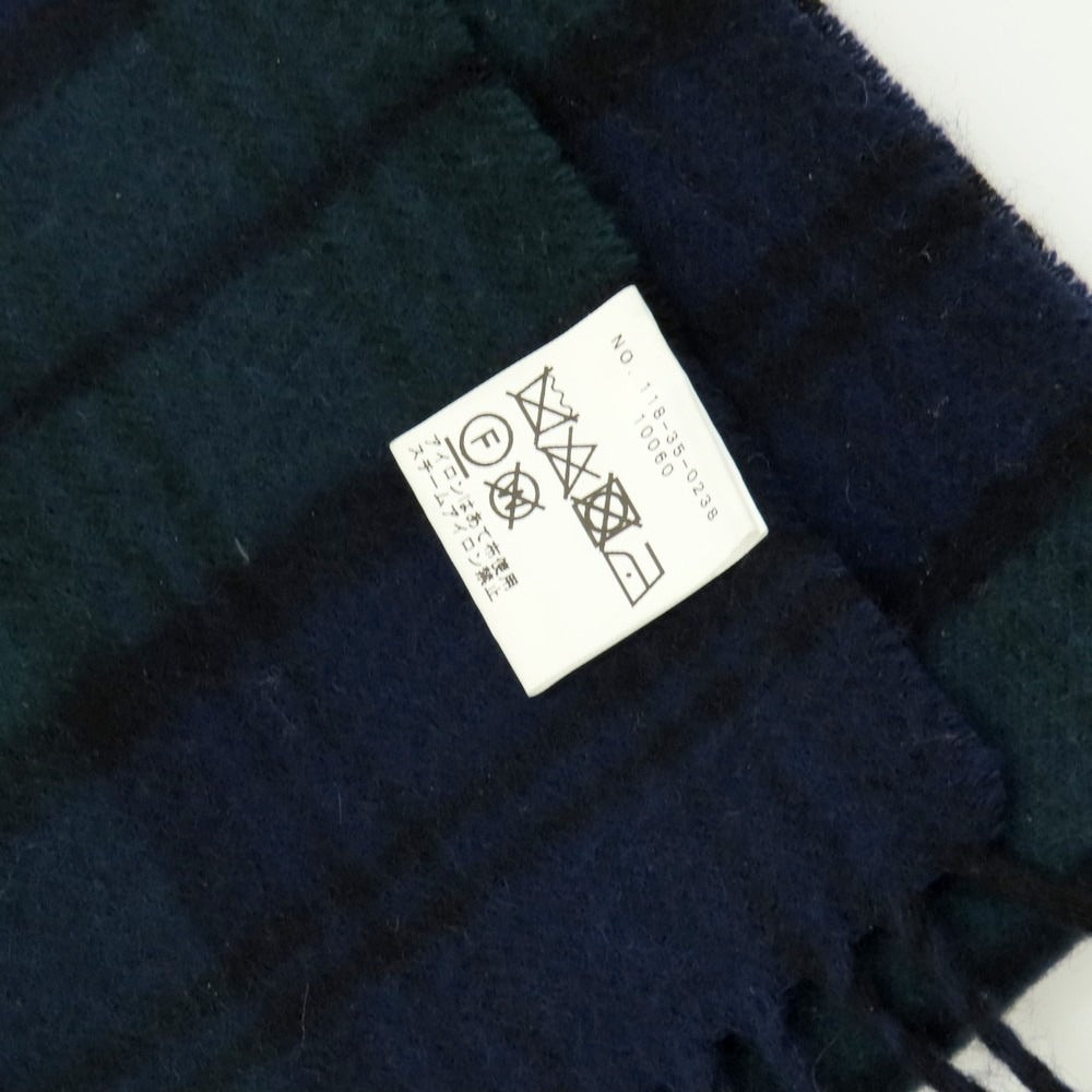 【中古】シップス SHIPS カシミヤ チェック マフラー ネイビーxグリーン【 状態ランクB 】【 メンズ 】
