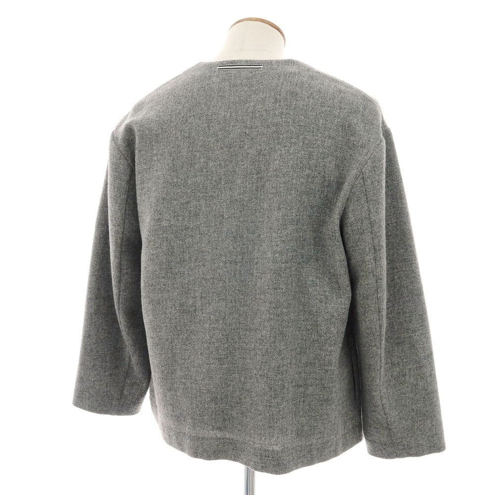 【中古】アンベル AMBELL ウール ツイード ボタンレス ノーカラージャケット グレー【 48 】【 状態ランクA 】【 メンズ 】