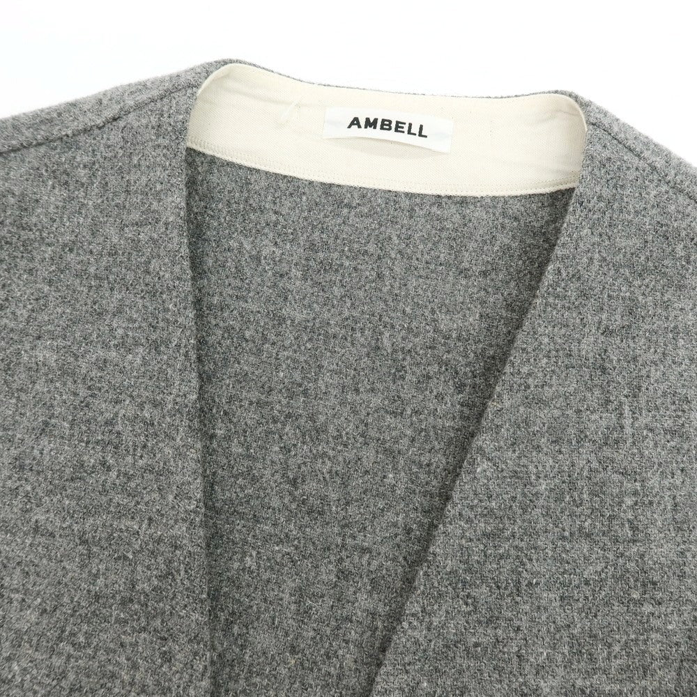 【中古】アンベル AMBELL ウール ツイード ボタンレス ノーカラージャケット グレー【 48 】【 状態ランクA 】【 メンズ 】