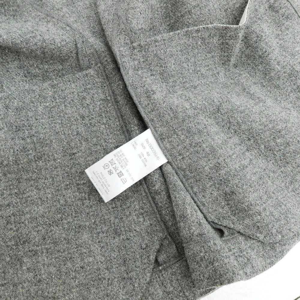 【中古】アンベル AMBELL ウール ツイード ボタンレス ノーカラージャケット グレー【 48 】【 状態ランクA 】【 メンズ 】