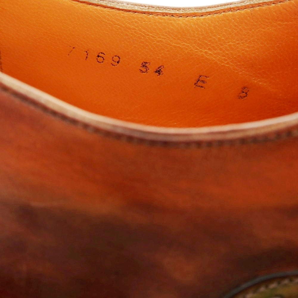 【中古】サントーニ Santoni ブラインドブローグ ドレスシューズ ブラウンxライトグリーン系【 8 】【 状態ランクB 】【 メンズ 】