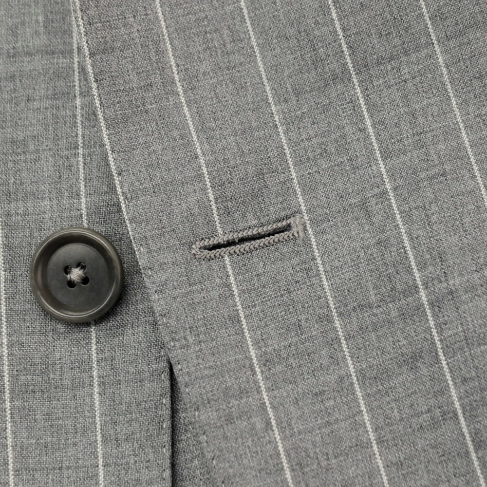 【中古】デペトリロ DE PETRILLO ウール ストライプ 3つボタンスーツ ライトグレー【サイズ52 Drop7】【 状態ランクB 】【 メンズ 】