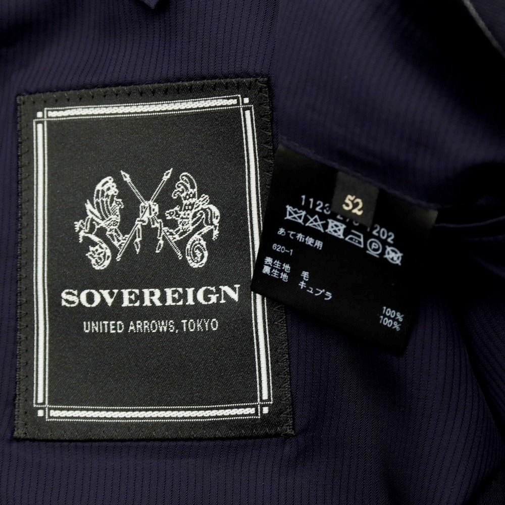 【中古】ソブリン SOVEREIGN ウール ストライプ 3つボタンスーツ ダークネイビー【サイズ52】【 状態ランクB 】【 メンズ 】