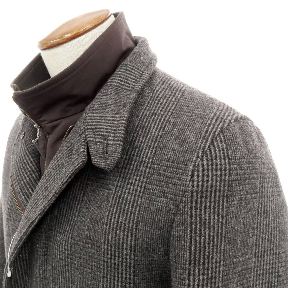 【中古】ポールスチュアート PAUL STUART ウールカシミヤ グレンチェック 中綿ベストライナー付き ブルゾン グレー【 M 】【 状態ランクB 】【 メンズ 】