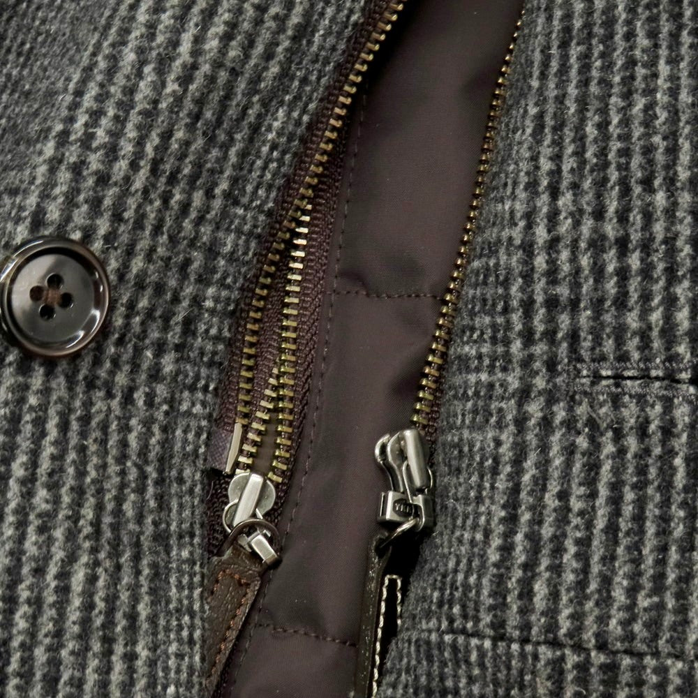 【中古】ポールスチュアート PAUL STUART ウールカシミヤ グレンチェック 中綿ベストライナー付き ブルゾン グレー【 M 】【 状態ランクB 】【 メンズ 】