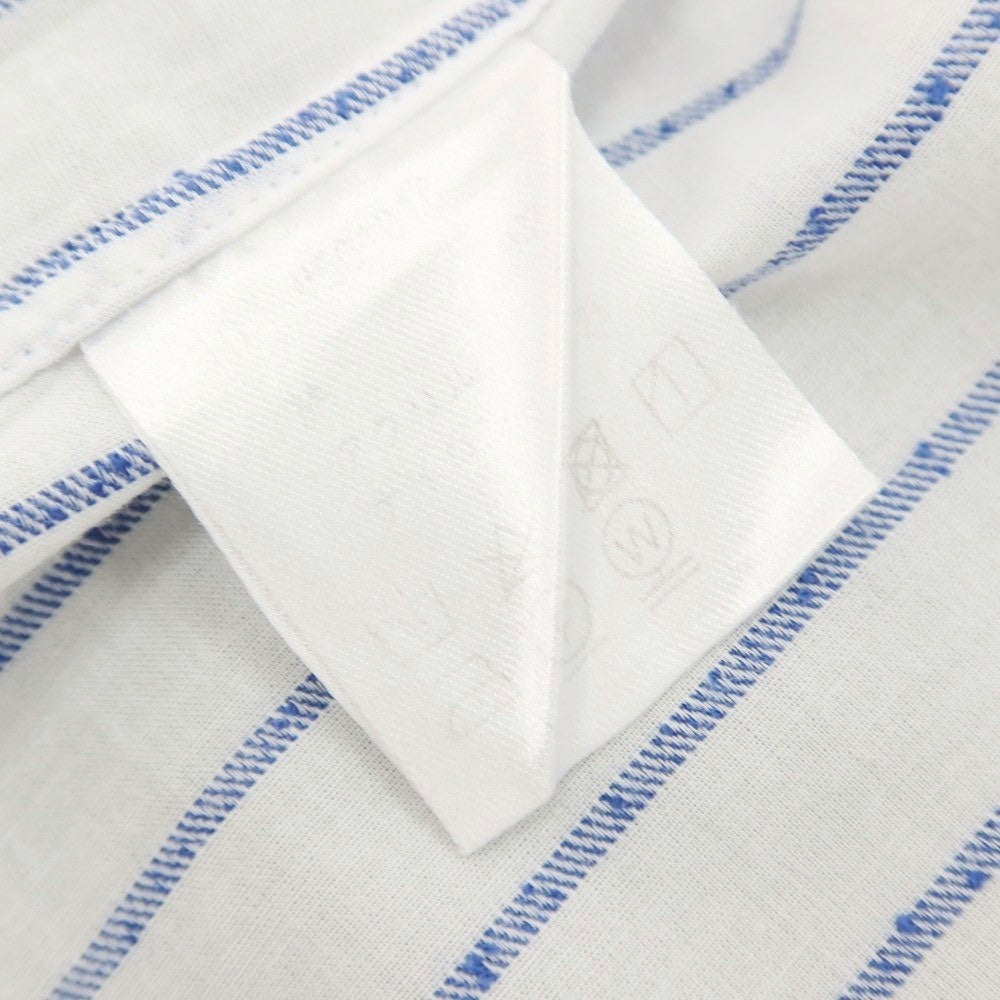 【中古】アングレー ANGLAIS コットンアクリルナイロン ストライプ カッタウェイ カジュアルシャツ ホワイトxネイビー【 M 】【 状態ランクB 】【 メンズ 】