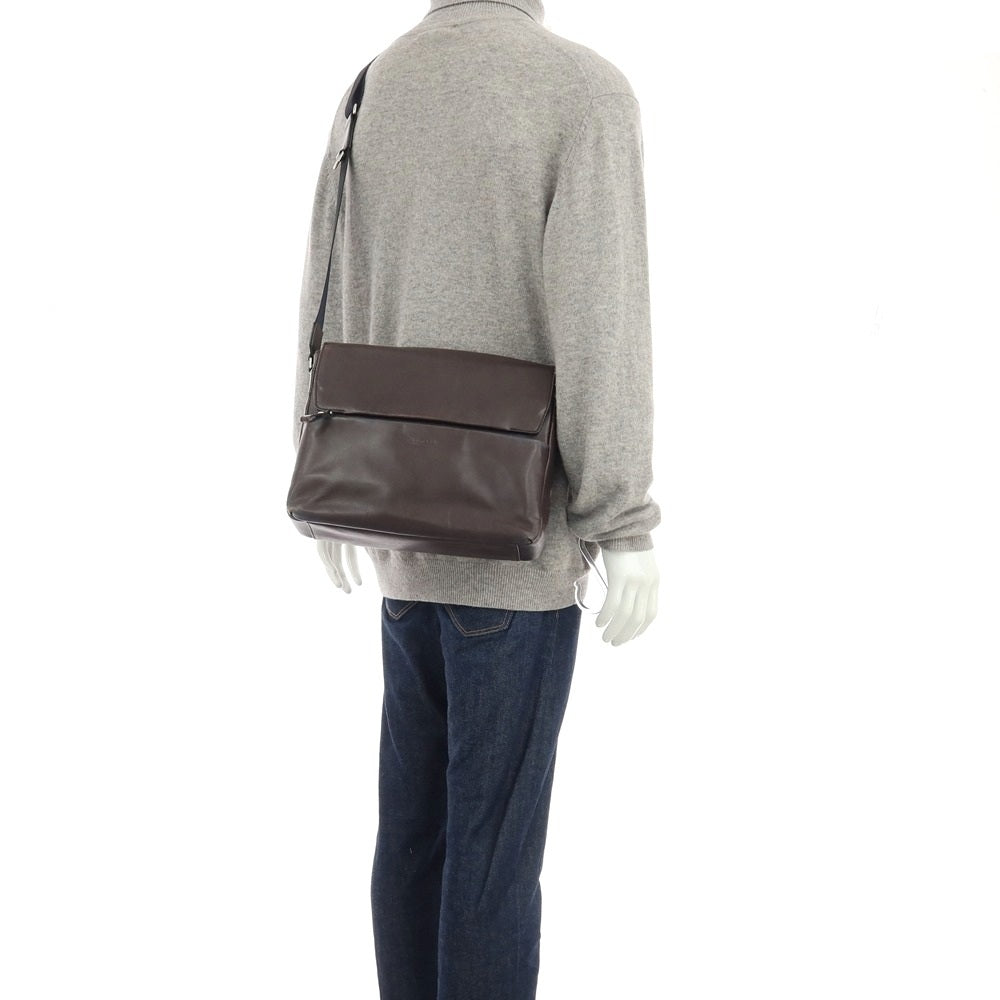 【中古】フジタカ FUJITAKA レザー ショルダーバッグ ダークブラウン【 状態ランクC 】【 メンズ 】