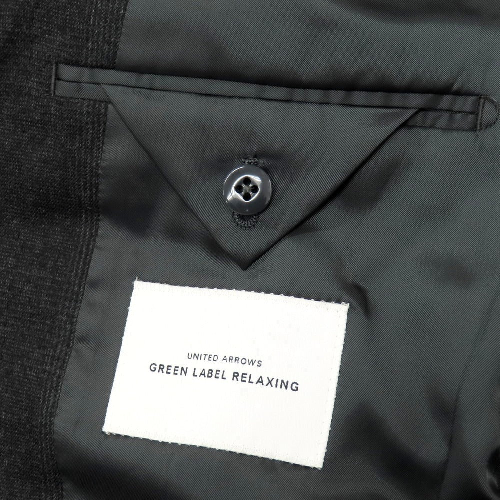 【中古】グリーンレーベルリラクシング green label relaxing ウール グレンチェック 3B テーラードジャケット ダークグレー【 44 】【 状態ランクB 】【 メンズ 】