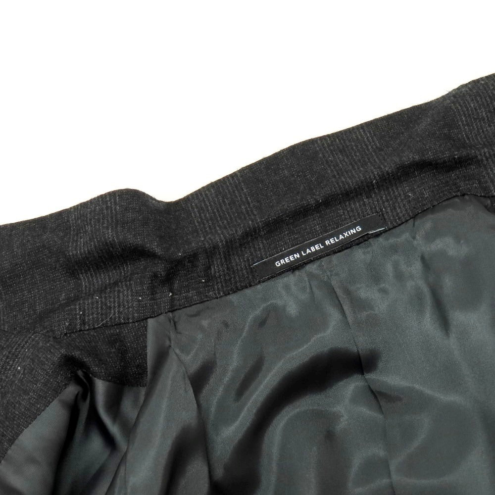 【中古】グリーンレーベルリラクシング green label relaxing ウール グレンチェック 3B テーラードジャケット ダークグレー【 44 】【 状態ランクB 】【 メンズ 】