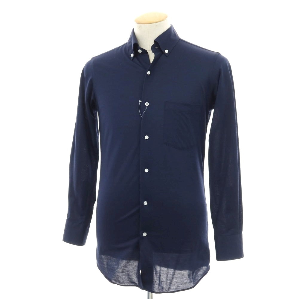 【中古】グリーンレーベルリラクシング green label relaxing ポリエステルコットン ジャージー ボタンダウン カジュアルシャツ ネイビー【 S 】【 状態ランクB 】【 メンズ 】