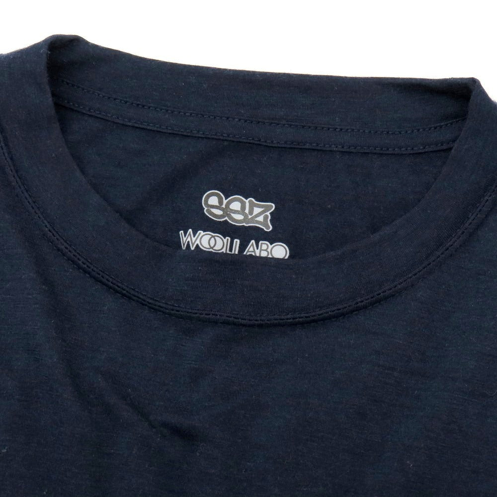 【中古】エスエスズィー SSZ WOOLLABO別注 ウールポリエステル クルーネック 長袖Tシャツ ネイビー【 M 】【 状態ランクB 】【 メンズ 】