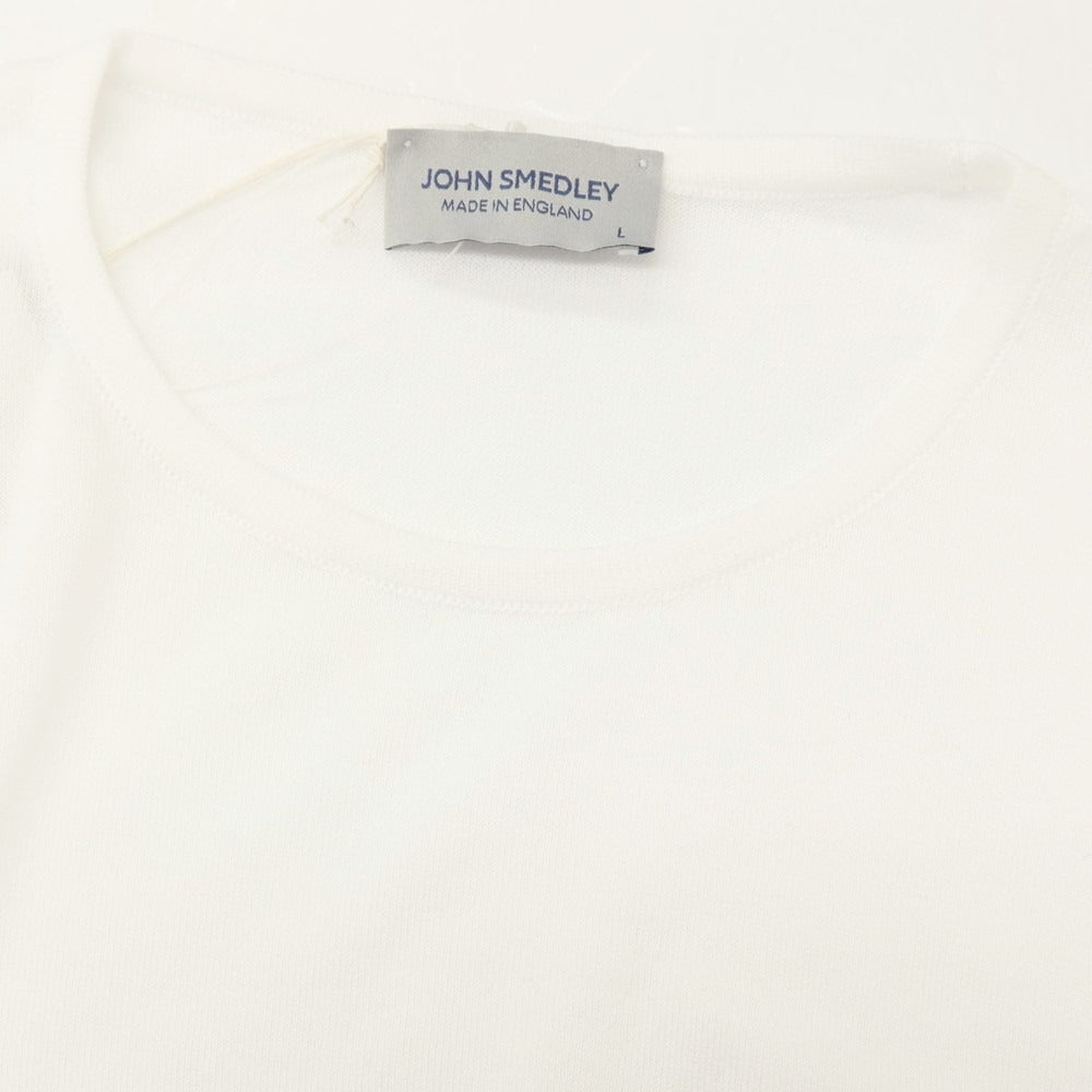 【中古】【未使用】ジョンスメドレー JOHN SMEDLEY ハイゲージ シーアイランドコットン クルーネック 半袖 プルオーバーニット ホワイト【サイズL】【 状態ランクS 】【 メンズ 】