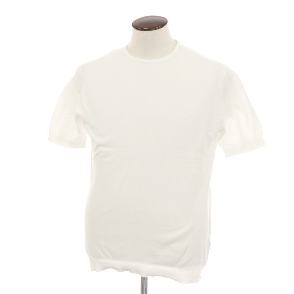 【中古】ジョンスメドレー JOHN SMEDLEY ハイゲージ シーアイランドコットン クルーネック 半袖 プルオーバーニット ホワイト【サイズL】【 状態ランクC 】【 メンズ 】