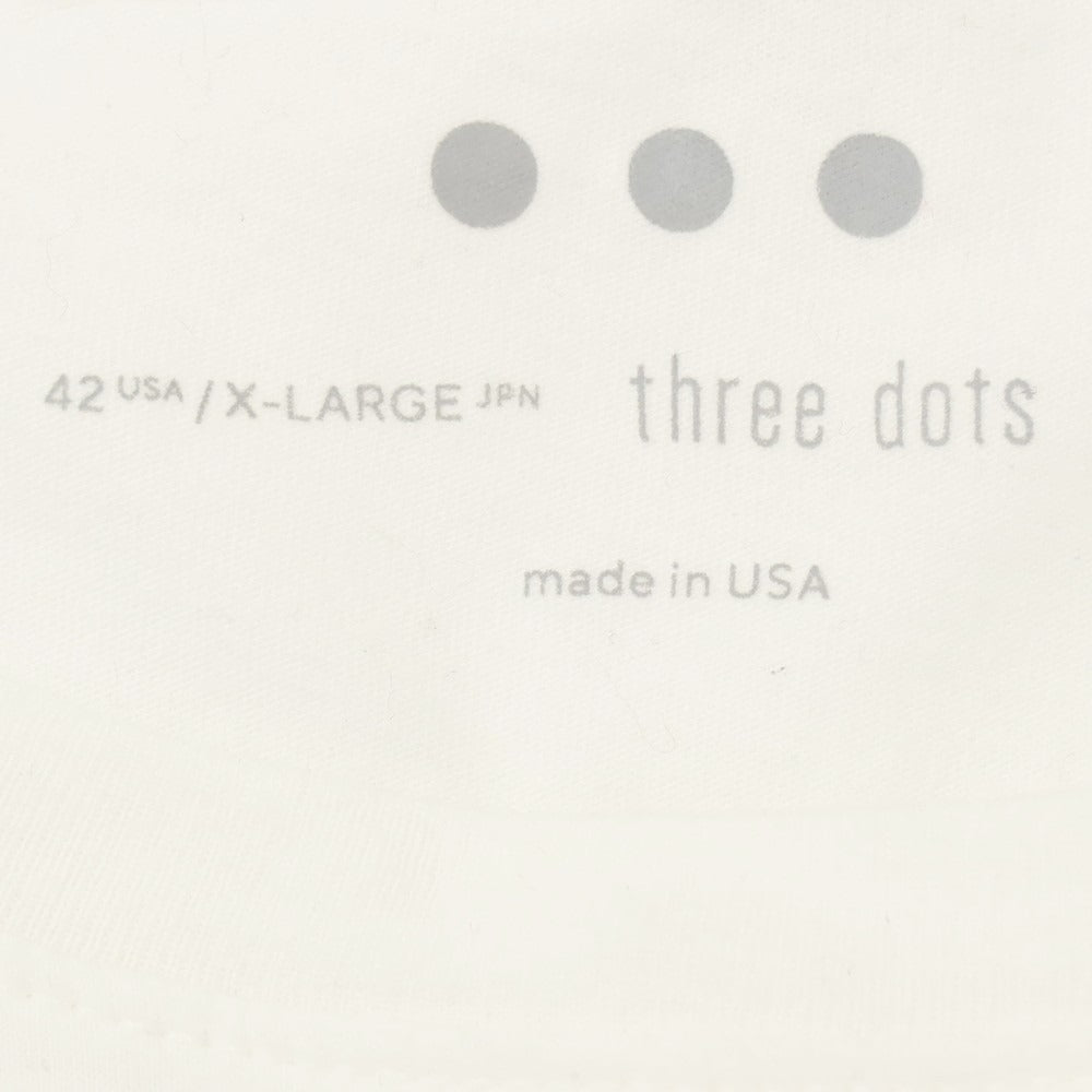 【中古】スリードッツ three dots コットン クルーネック ポケット 半袖Tシャツ ホワイト【サイズXL】【 状態ランクB 】【 メンズ 】