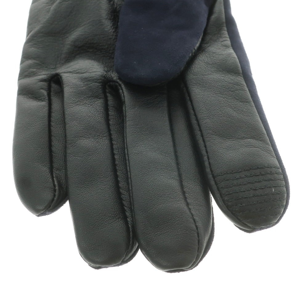 【中古】ビューティアンドユースユナイテッドアローズ BEAUTY&YOUTH UNITED ARROWS 羊革 レザー カシミヤウールライニング 手袋 グローブ ネイビー【 FREE 】【 状態ランクB 】【 メンズ 】