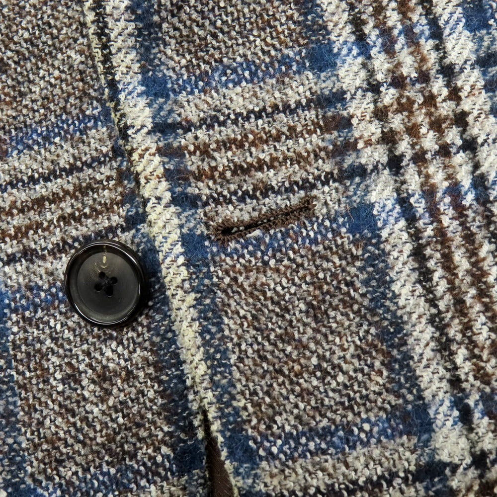 【中古】ブリッラ ペル イル グスト Brilla per il gusto コットンアルパカナイロン チェック 3B カジュアルジャケット ブラウンxネイビー【 48 】【 状態ランクC 】【 メンズ 】