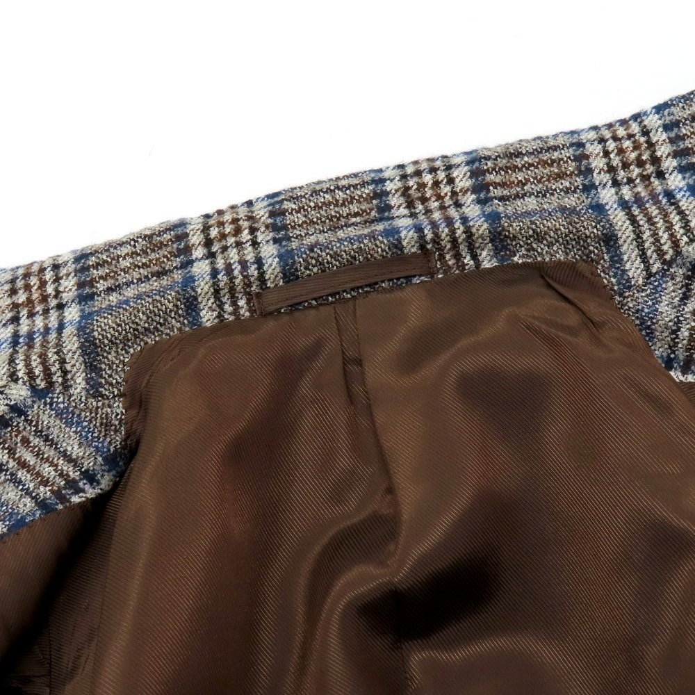 【中古】ブリッラ ペル イル グスト Brilla per il gusto コットンアルパカナイロン チェック 3B カジュアルジャケット ブラウンxネイビー【 48 】【 状態ランクC 】【 メンズ 】